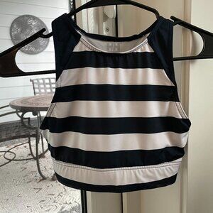 Helly Hansen Ocean Bound Waterwear Hydropower Cropped Striped Top Blue White XS